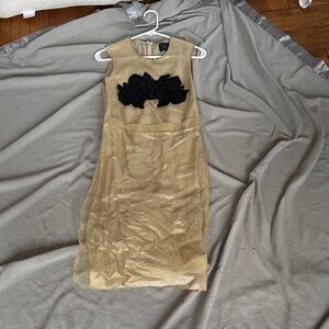 Simone Rocha Gold Dress with Black Floral Appliqué